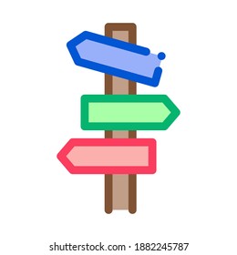 Road Wooden Signposts Icon Vector. Outline Road Wooden Signposts Sign. Isolated Contour Symbol Illustration