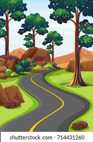 Ruta en la ilustración del bosque