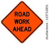 Road Work Ahead - American road sign isolated on white background