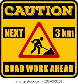 Road Work Ahead Sign isolated on white background. Vector illustration.