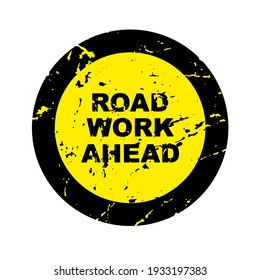 road work ahead sign on white background