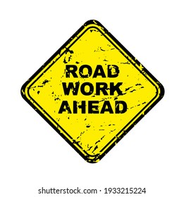 road work ahead sign on white background