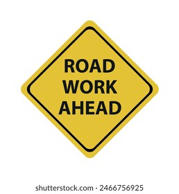 road work ahead sign on sky background