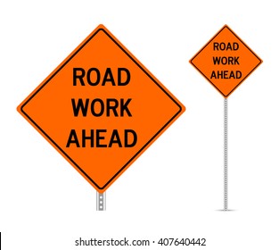 Road work ahead traffic sign vector 