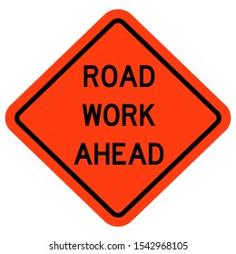 Road work ahead traffic warning sign vector illustration - Shutterstock ID 1542968105