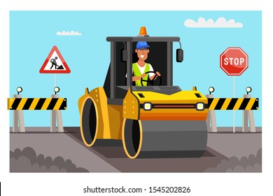 Paving Road Cartoon Images, Stock Photos & Vectors 