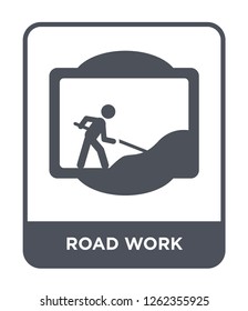road work icon vector on white background, road work trendy filled icons from Traffic signs collection, road work simple element illustration
