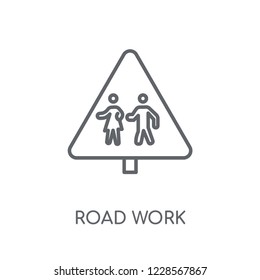 Road work sign linear icon. Modern outline Road work sign logo concept on white background from Traffic Signs collection. Suitable for use on web apps, mobile apps and print media.