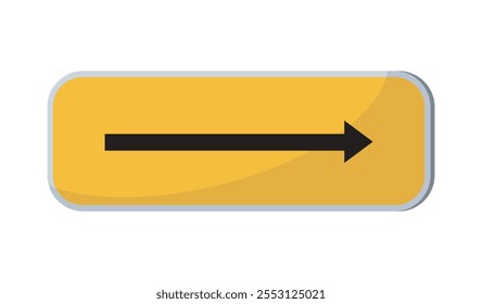 Señal de trabajo vial. Carretera cuadrada amarilla con flecha. Seguridad en carreteras y autopistas. Signo de información del conductor. Regulaciones y reglas de tráfico. Ilustración vectorial plana aislada sobre fondo blanco