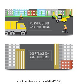 Road work vector banners horisontal