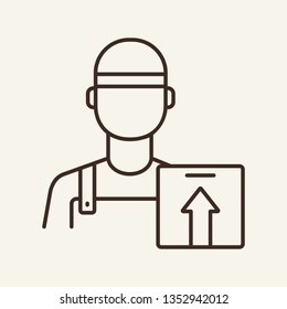 Road worker line icon. Workman, road sign, site. Construction concept. Can be used for topics like occupation, infrastructure, engineering