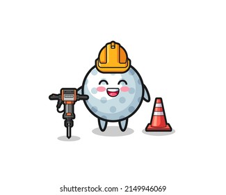 mascota de obreros de carreteras de la máquina de taladradores de golf, diseño lindo