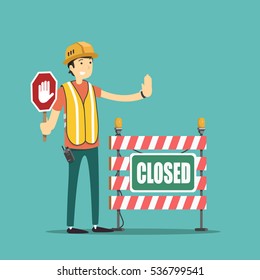 Road worker. Vector illustration.