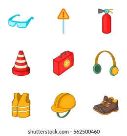 Road working equipment icons set. Cartoon illustration of 9 road working equipment vector icons for web