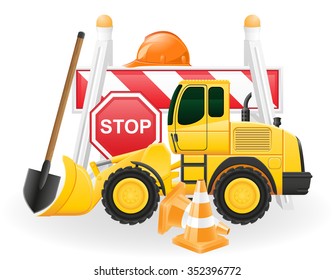 road works concept icons vector illustration isolated on white background