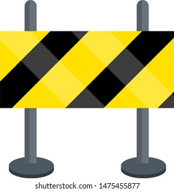 Road works. No-entry sign. Closed road. Yellow plate with a strip. Traffic regulations. restricted area. Cartoon flat illustration. Element of construction. barrier and fence