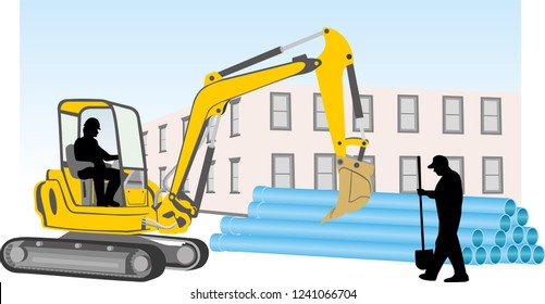 road works undertaking for the underground installation of the evacuation pipes