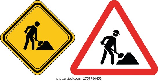Road works warning signs vector
