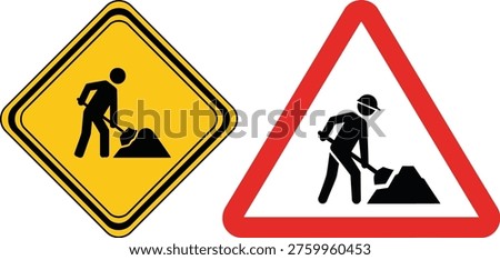 Road works warning signs vector
