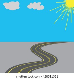 Road with yellow markings in the long term. Vector illustration
