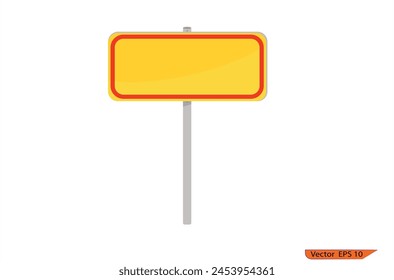 Road yellow sign in realistic style isolated on transparent background. Set danger blank warning empty signs. Mock up traffic template. Set of traffic signs with place for text. Vector illustration. 