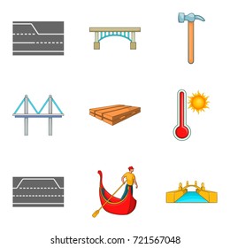 Roadbed icons set. Cartoon set of 9 roadbed vector icons for web isolated on white background