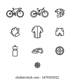 Roadbike and Mountainbike Equipment Icon Set