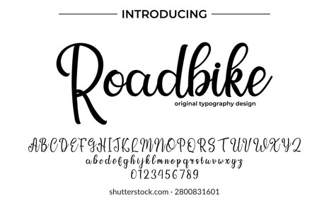 Roadbike Script Typography Font Design – Elegant Handwritten Calligraphy Alphabet Vector Typeface