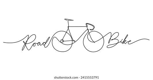 Dibujo de una línea vectorial de bici de carretera. ilustración de una sola línea. Racing Bike arte de línea minimalista