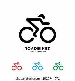Roadbiker line art style vector logo template