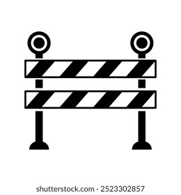 Diseño de icono de Vector plano blanco y negro de barrera de bloqueo
