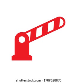 Roadblock, car barrier isolated vector icon in red and white. Stop here warning design. 