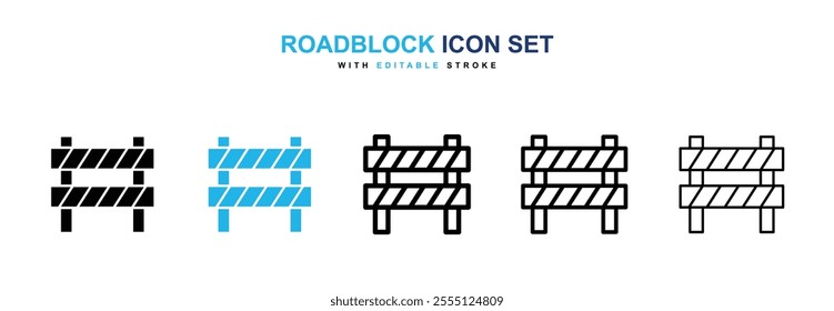 Roadblock icon collection in black and blue colors