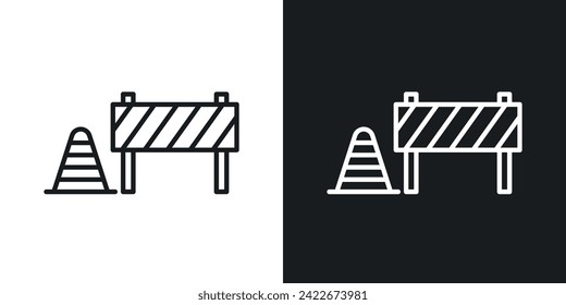 Icono de bloque de ruta diseñado en un estilo de línea sobre fondo blanco.