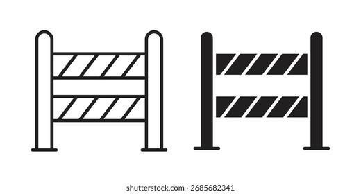 Straßensperre Symbol flach schwarz-weiß Logo