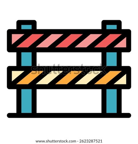 Roadblock icon. Outline roadblock vector icon color flat isolated