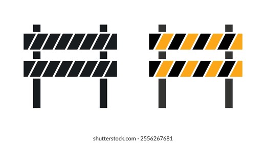 Roadblock icon set in black and colored versions.