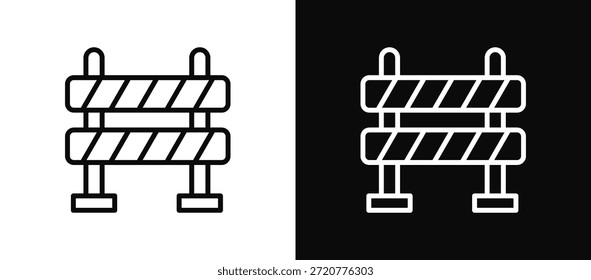 Conjunto de iconos de bloqueo de carretera en blanco y negro