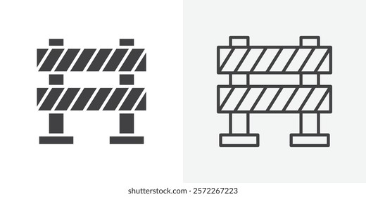 Roadblock icons. flat and line style set