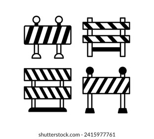 roadblock icons simple black white flat vector design illustration collections sets