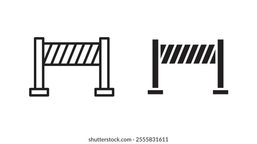 Roadblock outlined and solid icon vector collection.