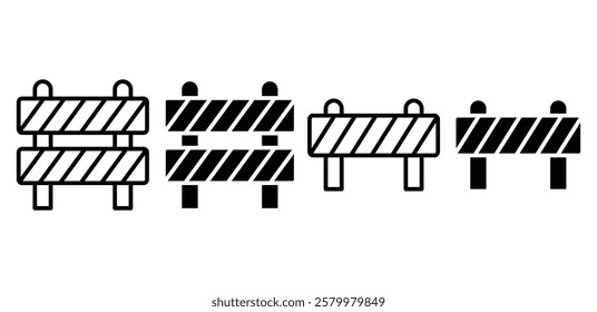 roadblock street icon vector symbol sign design black white color outline and black filled illustration sets