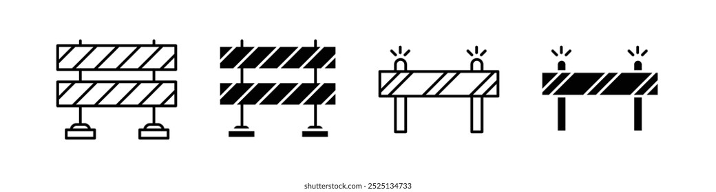 Roadblock thin line vector icon collection