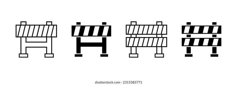 Roadblock vector icon set. Road barrier symbol. Work ahead sign