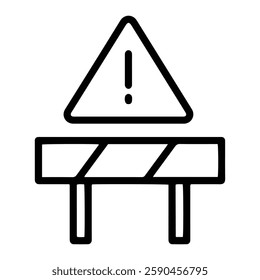 Roadblocks Warning Sign Icon Indicating Traffic Obstruction and Safety Precautions