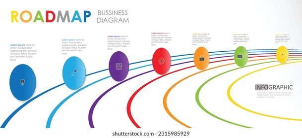 diagrama de línea de tiempo de proyectos empresariales de hoja de ruta Infographic para empresas. Calendario moderno de diagrama de línea de tiempo de 7 semanas con infografías vectoriales de presentación.