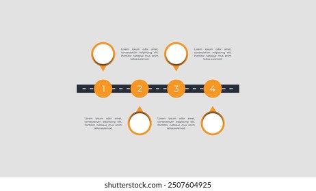 Hoja de ruta Línea de tiempo de negocio Diseño de Plantilla de infografía de 4 pasos