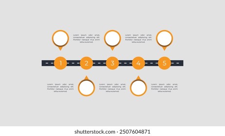 Hoja de ruta Línea de tiempo de negocios Diseño de Plantilla de infografía de 5 pasos