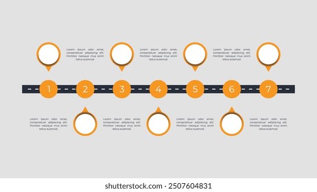 Roadmap Business Times 7 Schritte Infografik Template Design