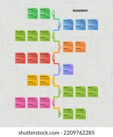 Roadmap with colorful copy space on light background. Vertical infographic timeline template for business presentation. Vector illustration.